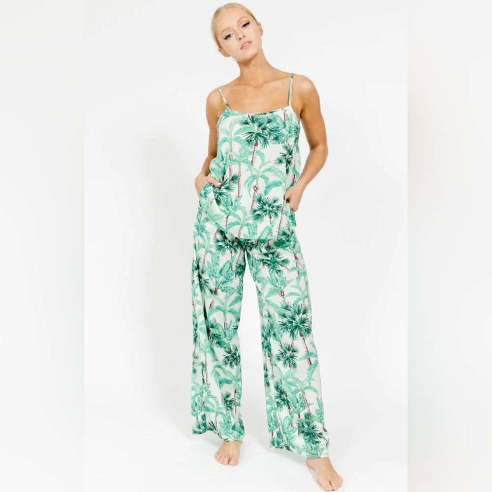 Shady Lady Palm Tree Print Pajama Set